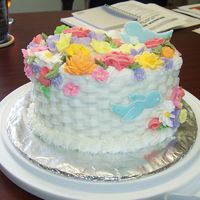 Flowers Class Cake royal icing flowers and basketweave