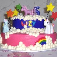 Little Pony Birthday Cake This cake was done for my daughter's 5th year birthday. She wanted no filling so the cakes are appx 2 1/2 " tall. Yellow cake and...