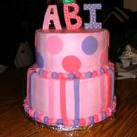 Pink And Purple Baby Shower Cake BC with fondant accents