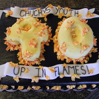 Over The Hill Forty On Fire This was done for a friend turning, obviously forty! I made the 4 and 0 out of carved cake. The cake is completely iced with BC and the...