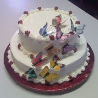 Butterfly Wedding Shower Vanilla with strawberry filling. All buttercream with rice paper butterfiles.