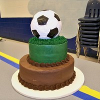 Soccer Ball Cake This was for my sons soccer banquet!this cake was inspired by Amanda Leamons. the bottom two layers were quite simple, frosted in...