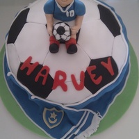 Happy 10Th Harvey football cake 8 " butter and strawberry cake. decorated and accents in fondant