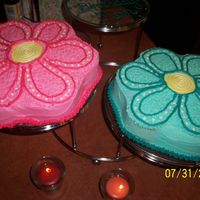 Daisies My grandmas 78th Birthday. One white and one strawberry cake both with Buttercream Dream icingFirst time trying this icing and I love it!...