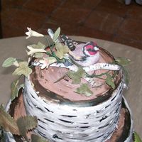 Top View Birch Bark Wedding birds and branches made of gumpaste