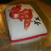 Dragon2.jpg Cake was for a tattoo place whose theme is Chinese Dragons. The dragon was made from fondant. This was fun to make. I totally messed up the...