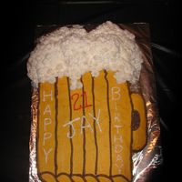 Beer Mug 21St Birthday Made this for my sister's boyfriend. Carved this out of a 1/2 sheet pan and done completely with buttercream