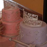 Twin Princess Birthday Cakes These cakes, for twins girls turning 5, were based on the Quincenera cake from "Confetti Cakes for Kids". Tiaras and wands were...
