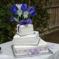 My First Wedding Cake This was actually my first real decorated cake. The friend that was supposed to make our cake had an emergency and couldn't do it so...