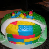 Lego Cake My First try at the lego cakes, i also used the checkered pan and used blue, red, yellow and green, it was supposed to look like legos...