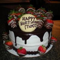 Chocolate Covered Strawberry Cake Chocolate cake with strawberry cream cheese filling, white buttercream, chocolate ganach, and chocolate coverd strawberrries, and a...
