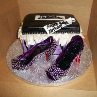 Christian Louboutin Shoes And Shoebox a customer requested this cake, she loved christian louboutin shoes with the famous red bottoms. The shoes have silver dragees individually...