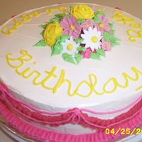 Birthday Cake Flowers Cream cheese frosting, royal icing flowers and the rest are all buttercream. I'm still keep practicing my string works :) and letter...