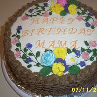 Birthday Basketweave Meringue buttercream, royal icing flowers and leaves.