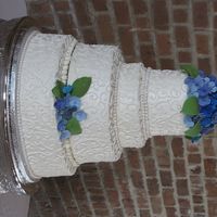 Hydrangea Wedding Cake gumpaste hydrangea on buttercream