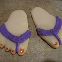 Flip Flop Cookies NFSC with glaze and Americolor markers for the toenails. My daughter's friends loved these.