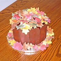 Fall Leaf Basket Chocolate cake with chocolate chip cookie center and covered in ganache. The sides are chocolate covered graham crackers. The leaves are...