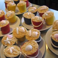 Beach Buckets Cookies and Cream cupcakes in a candy shell bucket. Nilla wafer sand and chocolate shells. Everything is edible.