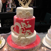 Romance fondant,gumpaste hearts, cake made for bridal exhibition