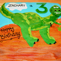 Dinosaur Square Dinosaur Cake, Iced in Buttercream and Fondant