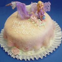 Solaces_Cake.jpg Just marshmellow fondant toped over buttercream with sanding sugar srinkled and a toy that the mother requested.