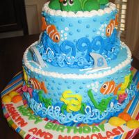 Under The Sea For 8 y/o twins. He wanted sharks and she wanted turtles, so this is what I came up with.