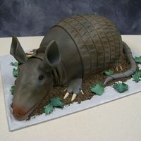 Armadillo First time I've had to do one of these Cake is covered with textured fondant then air brushed