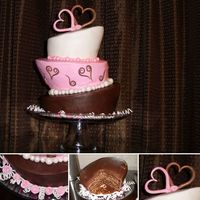 Vegas Wedding Topsy-Turvy - White, Pink & Brown My very first wedding cake, made for one of my very best friends. It survived the 1-1/2 hour flight to Vegas, *almost* intact, yeah! She...