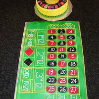 Roulette Table Cake This was done for a casino night in our neighborhood. I covered the cake in fondant, and did the rest of the decorations in buttercream....