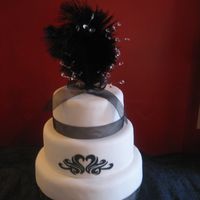 Fancy Feathers This is a cake for my friend's wedding. She wanted a simple black and white cake but with some sort of feather arrangement on the top...