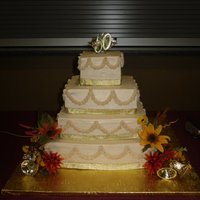 50Th Anniversary Cake This was a replica of the original wedding cake. (And my very first tiered cake ever!) Layers are chocolate with chocolate mousse, marble...