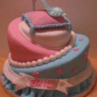 Cinderella Birthday Topsy Turvy Cinderella theme birthday cake complete with Gumpaste "Glass Slipper" on top.