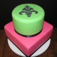 Bright Birthday Hot pink and lime green birthday cake
