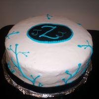 Black And Blue Wedding Butter cream with piping and fondant accent. The design was inspired by the wedding invitation. It was for a small wedding but would have...