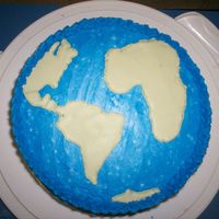Globe buttercream icing with color flow accents