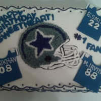 Joseph's Dalls Cowboy Bday Cake fondant jerseys- T. Aikman, E. Smith, M. Irving