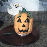 Pumpkin Cake Jack-o-lantern cake with cookie ghost