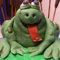 Freddy The Freeloader Frog Close-up of the frog on DH BD cake.