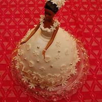 Barbie Bridal Shower Cake Buttercream with fondant flower accents. The bodice of the dress, the flowers in the hair and on the dress is fondant, and the skirt is...