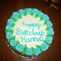 Blue Roses And Basketweave Cake 