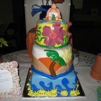 Beach Party My sister's Baby shower cake. Took me 2 days straight but turned out decent. I got all the way to the party and foforgot the fondant...