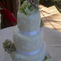 White Rose Wedding Cake Wedding cake for small outdoor wedding, 4"/6"/8" tiers, with fondant rose cutouts