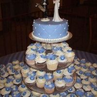 Periwinkle Cupcake Wedding You cannot see the whole table on this, but there were 270 total cupcakes. The cupcakes were frosted in BC, flavors with strawberry WASC...