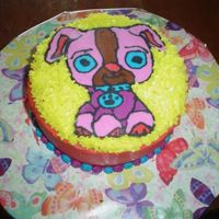 Littlest Pet Shop Cake Quick cake to use up the icing from her spongebob cake. It's a 6" cake with a buttercream transfer.