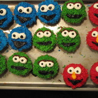 Elmo Grouch And Cookie Monster Cupcakes 