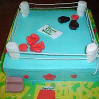 Boxing Ring 10 inch square chocolate cake. Boy wanted a boxing cake and this was the best I could come up with.