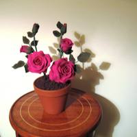 Roses In Pot Made these roses using artista soft modeling paste.