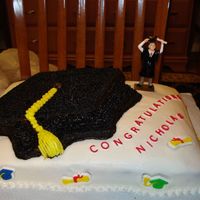 Graduation friend's nephew's graduation cake, sheet cake and hat pan
