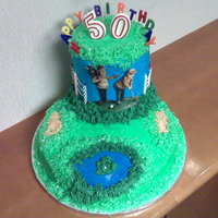 Golf The old man is hitting a mushroom instead of the ball for a 50 yr b-day