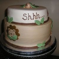 Sweet Safari this was a baby shower cake to match the baby nursery and bedding! BC with fondant animals and accents
